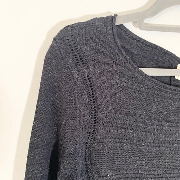 Anthro Moth dark heather gray lace knit detail wool alpaca blend sweater - Picture 2 of 9